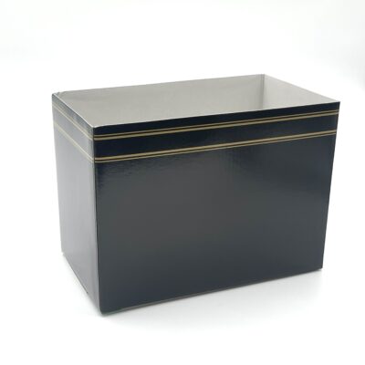Black & Gold Pinstripe Large Gift Basket Box